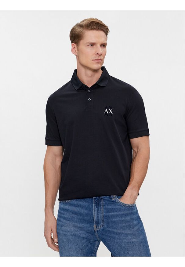 Armani Exchange Polo 3DZFSA ZJ9AZ 1583 Granatowy Regular Fit. Typ kołnierza: polo. Kolor: niebieski. Materiał: bawełna