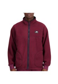 Bluza New Balance MJ33503NBY - bordowa. Kolor: czerwony. Materiał: polar, poliester. Styl: sportowy #1