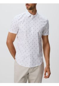 Reserved - Bawełniana koszula slim fit - granatowy. Kolor: niebieski. Materiał: bawełna