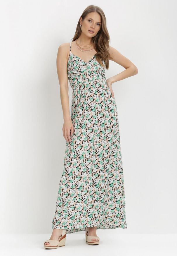 Born2be - Miętowa Sukienka Idaphishae. Kolor: miętowy. Materiał: tkanina, bawełna. Długość rękawa: na ramiączkach. Sezon: lato. Typ sukienki: kopertowe. Długość: maxi