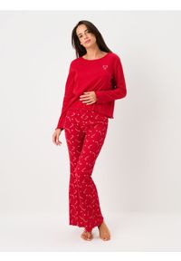 Sinsay - Świąteczna piżama dwuczęściowa z nadrukiem lasek cukrowych - czerwony. Kolor: czerwony. Wzór: nadruk