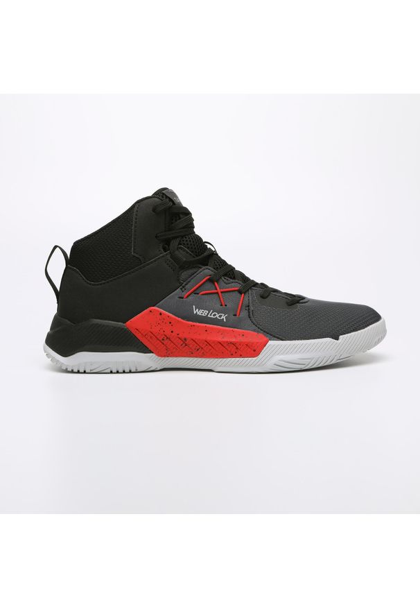 TARMAK - Buty do koszykówki Tarmak Protect 120. Kolor: czarny, czerwony, wielokolorowy. Materiał: kauczuk. Szerokość cholewki: normalna. Sport: koszykówka