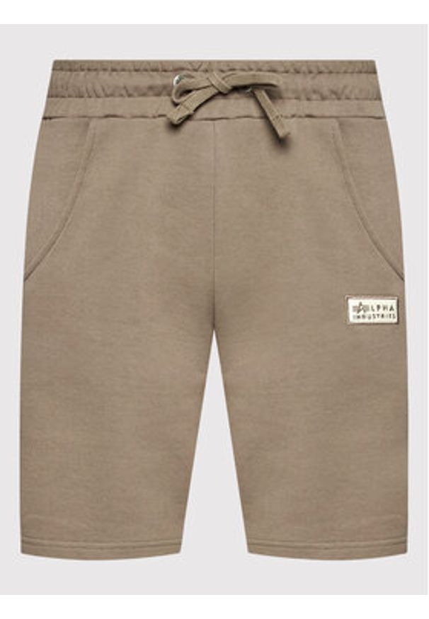 Alpha Industries Szorty sportowe 106365 Brązowy Regular Fit. Kolor: brązowy. Materiał: bawełna. Styl: sportowy