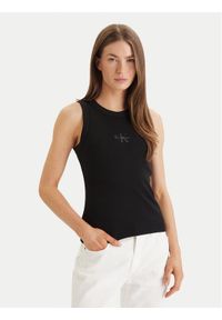 Calvin Klein Jeans Top LV047E200G Czarny Slim Fit. Kolor: czarny. Materiał: bawełna #1