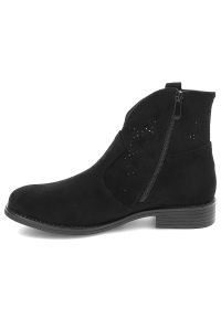 Czarne Botki S.Barski Ażurowe Obuwie Damskie Na Płaski Obcasie. Okazja: na co dzień. Kolor: czarny. Materiał: materiał. Wzór: ażurowy. Obcas: na obcasie. Styl: casual, elegancki. Wysokość obcasa: niski #3