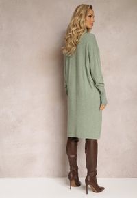 Renee - Jasnozielona Sukienka Sweterkowa o Pudełkowym Fasonie Horrene. Kolor: zielony. Materiał: nylon, dzianina, wiskoza. Długość rękawa: długi rękaw. Wzór: gładki #5