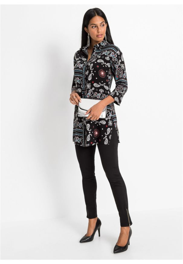 bonprix - Długa bluzka. Kolor: czarny. Długość: długie