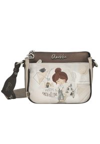 Torebka damska Anekke, listonoszka z dekoracyjnym nadrukiem i metalowym logo zapinana na suwak wyposażona w regulowany pasek oraz ozdobną zawieszkę,. Kolor: brązowy. Wzór: nadruk. Styl: casual, elegancki. Rodzaj torebki: na ramię #8