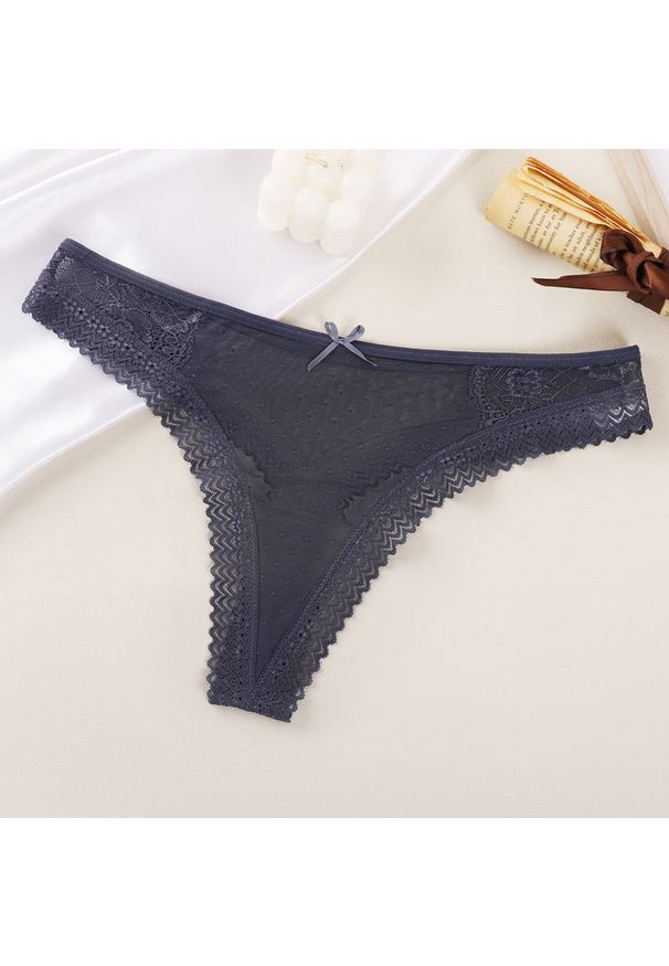 Intica - Koronkowe figi z wycięciami elegancki styl codzienny i okazjonalny Hilal. Kolor: niebieski. Materiał: koronka. Wzór: koronka