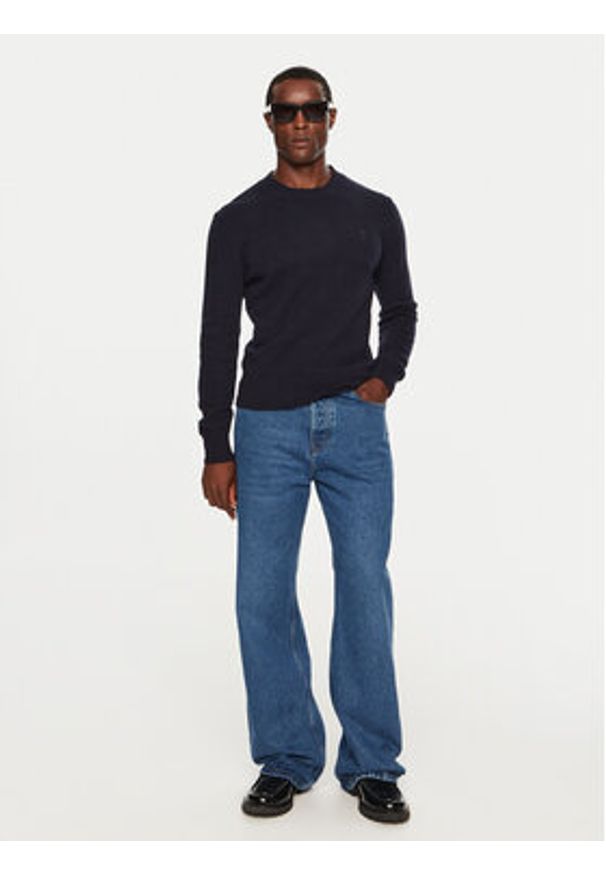 AMI PARIS Sweter HKS057.005 Granatowy Regular Fit. Kolor: niebieski. Materiał: kaszmir