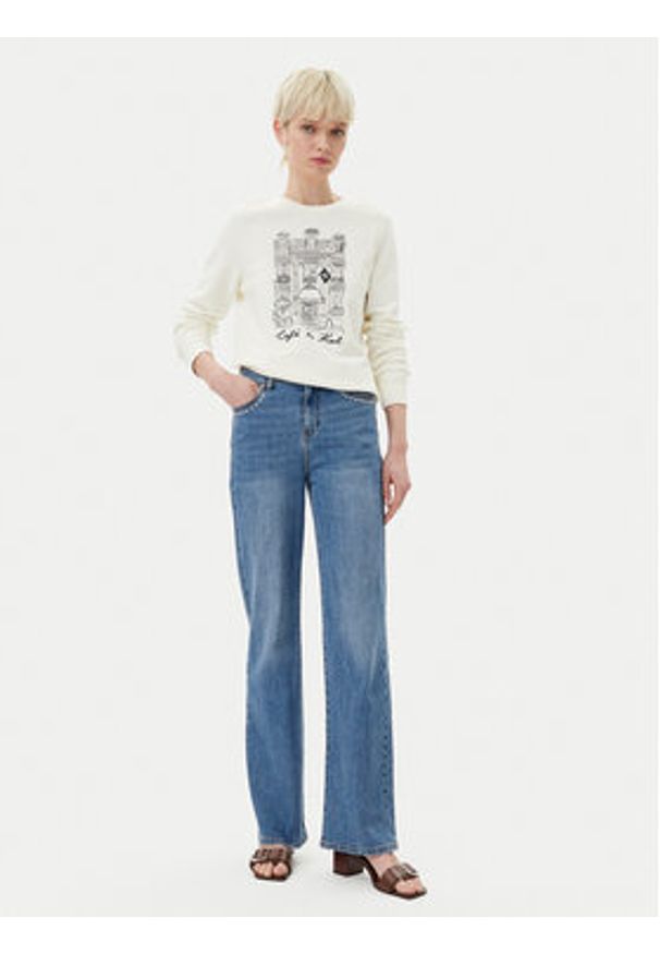 Karl Lagerfeld - KARL LAGERFELD Bluza A2W20057 Écru Regular Fit. Typ kołnierza: dekolt w karo. Kolor: kremowy. Materiał: bawełna
