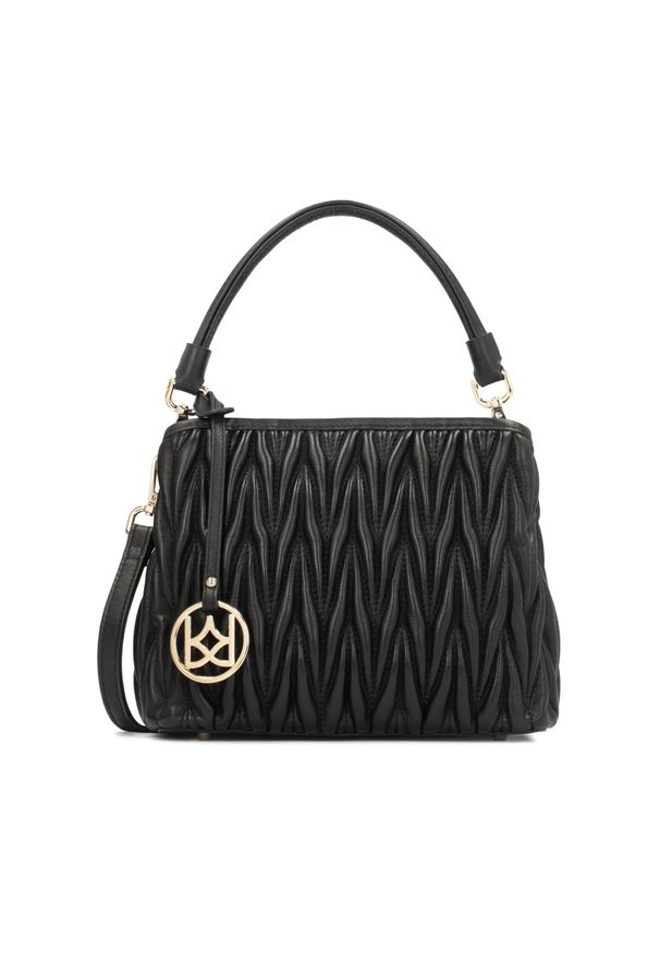 Kazar - Czarna torebka do ręki i na ramię z efektowną skórą. Kolor: czarny. Materiał: skórzane. Styl: wizytowy, casual, biznesowy. Rodzaj torebki: do ręki