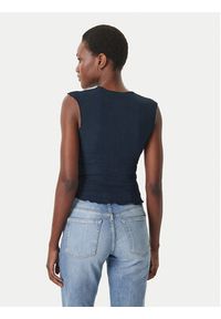 Tommy Jeans Top Smock Seersucker DW0DW22220 Granatowy Slim Fit. Kolor: niebieski. Materiał: syntetyk #2