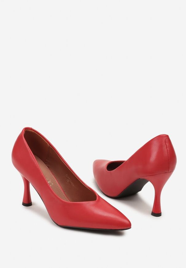 Born2be - Czerwone Szpilki Vices na Klepsydrze z Wkładką ze Skóry Naturalnej Dandre. Okazja: na co dzień, do pracy, na spotkanie biznesowe, na imprezę. Kolor: czerwony. Materiał: skóra. Obcas: na szpilce. Styl: wizytowy, biznesowy, casual