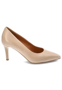 Beżowe Szpilki Szydłowski Eleganckie Obuwie Damskie. Okazja: na co dzień. Zapięcie: bez zapięcia. Kolor: beżowy. Materiał: skóra. Szerokość cholewki: normalna. Obcas: na szpilce. Styl: elegancki. Wysokość obcasa: średni #7