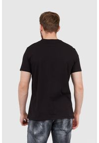 Armani Exchange - ARMANI EXCHANGE Czarny t-shirt męski z aplikacją z logo, Rozmiar S. Kolor: czarny. Materiał: prążkowany. Wzór: aplikacja #4