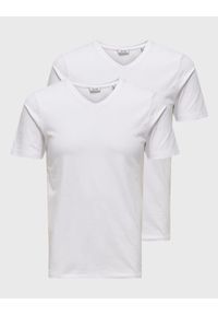Only & Sons Komplet 2 t-shirtów Basic 22021926 Biały Slim Fit. Kolor: biały. Materiał: bawełna