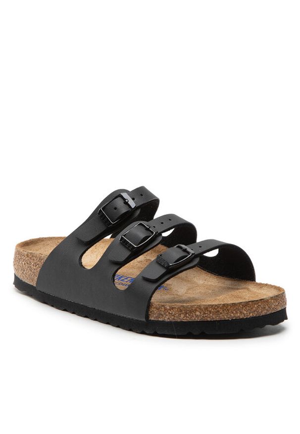 Birkenstock Klapki Florida Bs 53013 Czarny. Kolor: czarny. Materiał: skóra