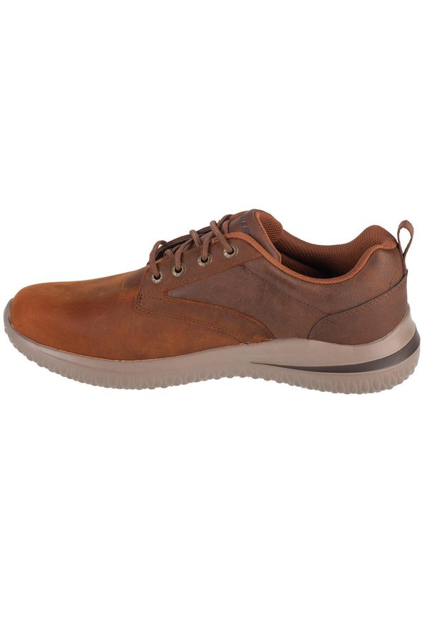 skechers - Buty do chodzenia męskie Skechers Delson 3.0 Glavine. Zapięcie: sznurówki. Kolor: brązowy. Materiał: materiał. Szerokość cholewki: normalna. Sport: turystyka piesza