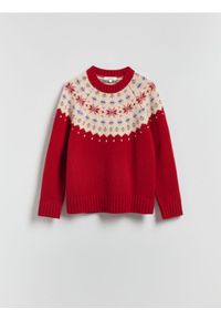 Reserved - Wełniany sweter - czerwony. Kolor: czerwony. Materiał: wełna #1