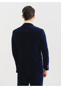 Pako Lorente - PAKO LORENTE - Granatowa sztruksowa marynarka męska. Okazja: na co dzień. Kolor: niebieski, brązowy. Materiał: sztruks. Styl: casual #10