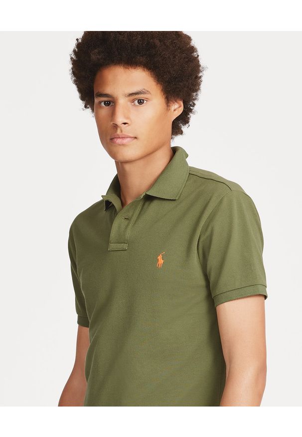 Ralph Lauren - RALPH LAUREN - Koszulka Polo Slim Fit. Typ kołnierza: polo. Kolor: zielony. Materiał: bawełna. Wzór: haft, aplikacja