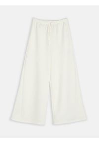 Sinsay - Spodnie dresowe wide leg - kremowy. Kolor: kremowy. Materiał: dresówka #1