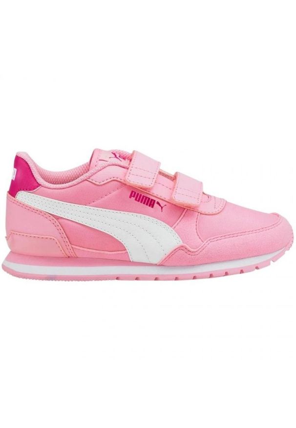 Buty Puma St Runner v3 Nl V Ps Jr 384902 03 różowe. Okazja: na co dzień. Zapięcie: rzepy. Kolor: różowy. Materiał: syntetyk, zamsz, guma. Szerokość cholewki: normalna
