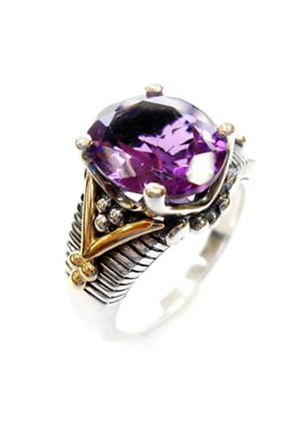 Braccatta - AMETYSTOWY PŁOMIEŃ Srebrny pierścionek sygnet ametyst 5,7 ct.. Materiał: srebrne. Kolor: fioletowy, wielokolorowy, srebrny. Kamień szlachetny: ametyst
