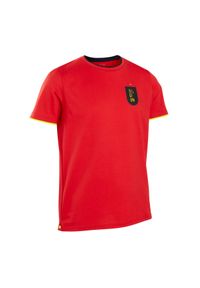 KIPSTA - Koszulka do piłki nożnej dla dzieci Kipsta FF100 Belgia 2024. Kolor: czerwony. Materiał: materiał, bawełna