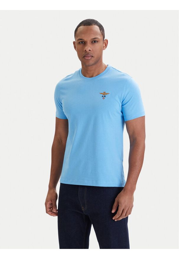 Aeronautica Militare T-Shirt 261TS1580UJ00372 Niebieski Regular Fit. Kolor: niebieski. Materiał: bawełna
