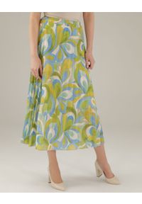 Unisono - WZORZYSTA SPÓDNICA Z PLISAMI 31-7968 OLIVA. Materiał: wiskoza, poliester, elastan #1