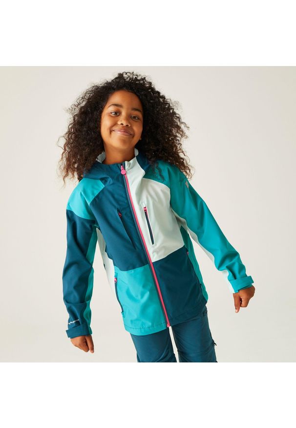 Regatta - Highton V dziecięca kurtka przeciwdeszczowa. Kolor: niebieski. Materiał: materiał