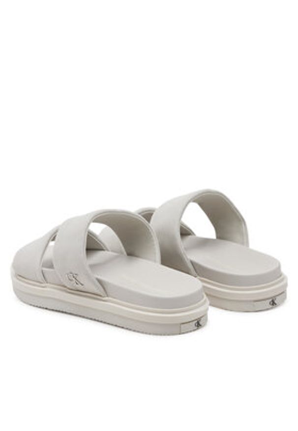Calvin Klein Jeans Klapki Flat Molded Dbl Bar Sandal Cv YM0YM01222 Szary. Kolor: szary. Materiał: materiał