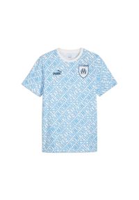 Puma - Męska koszulka ftblCulture Olympique Marsylia PUMA Bleu Azur Ocean Tropic Blue. Kolor: niebieski. Materiał: bawełna. Wzór: nadruk