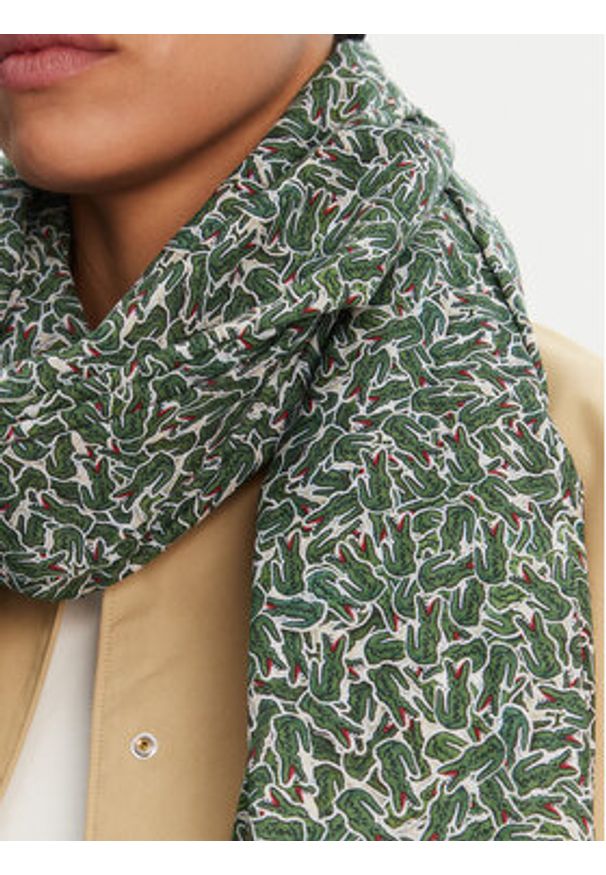 Lacoste Szal RE0741 Zielony. Kolor: zielony. Materiał: bawełna, materiał