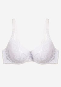 Renee - Biały Biustonosz z Usztywnionymi Miseczkami Full Cup Ozdobiony Koronką Elavi. Kolor: biały. Materiał: koronka. Wzór: aplikacja, koronka