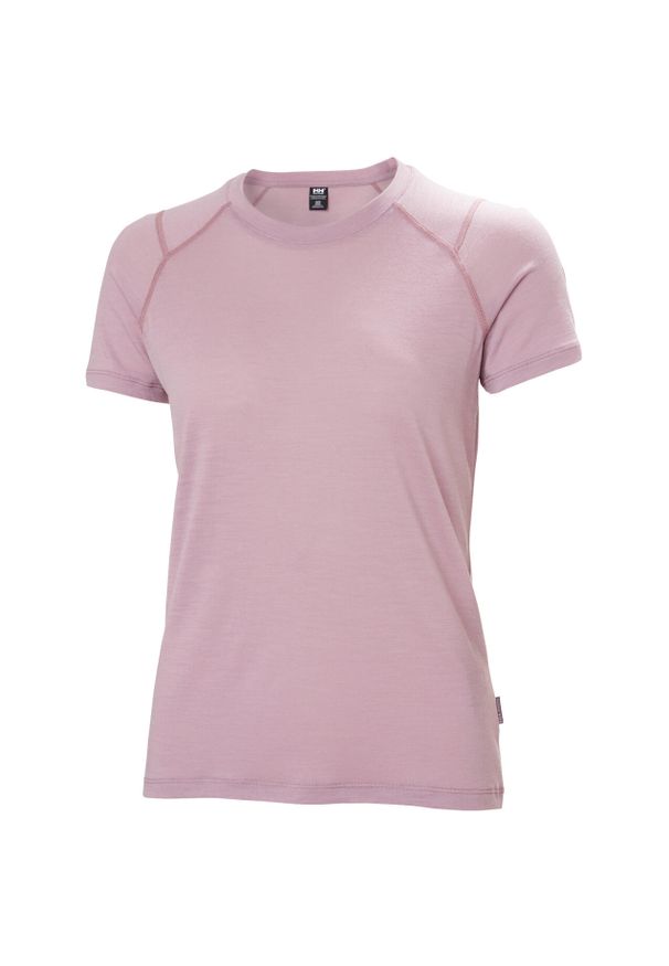 T-shirt damski Helly Hansen Durawool. Typ kołnierza: polo. Kolor: fioletowy. Sezon: lato