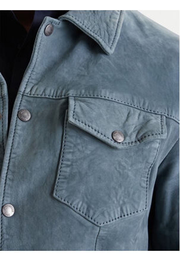 Milestone Kurtka skórzana Valerio 612205 60790 Niebieski Regular Fit. Kolor: niebieski. Materiał: welur