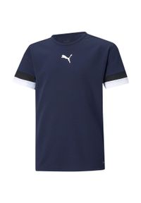 Koszulka piłkarska dla dzieci Puma teamRISE Jersey Jr. Kolor: czarny, wielokolorowy, niebieski. Materiał: jersey. Sport: piłka nożna