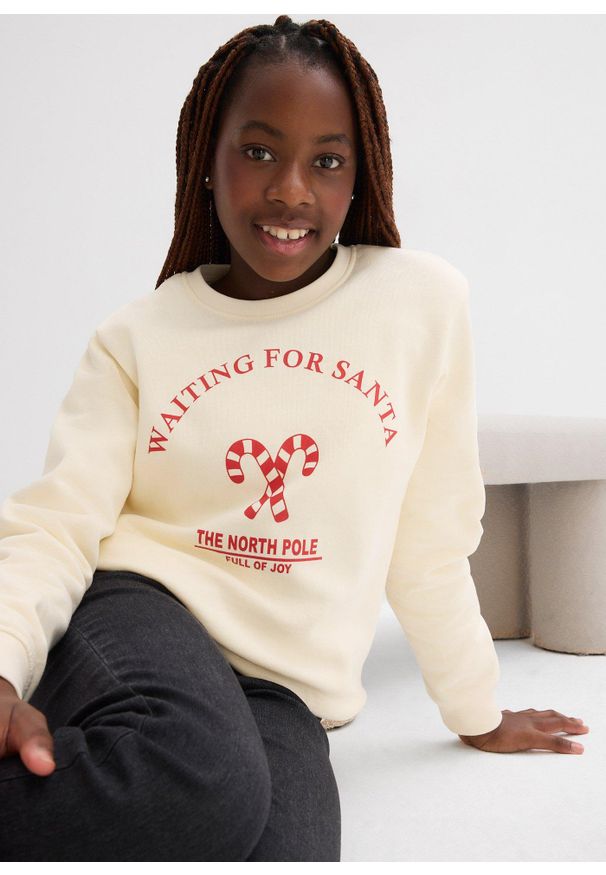 bonprix - Bluza z czystej bawełny organicznej. Kolor: beżowy. Materiał: bawełna. Styl: wizytowy