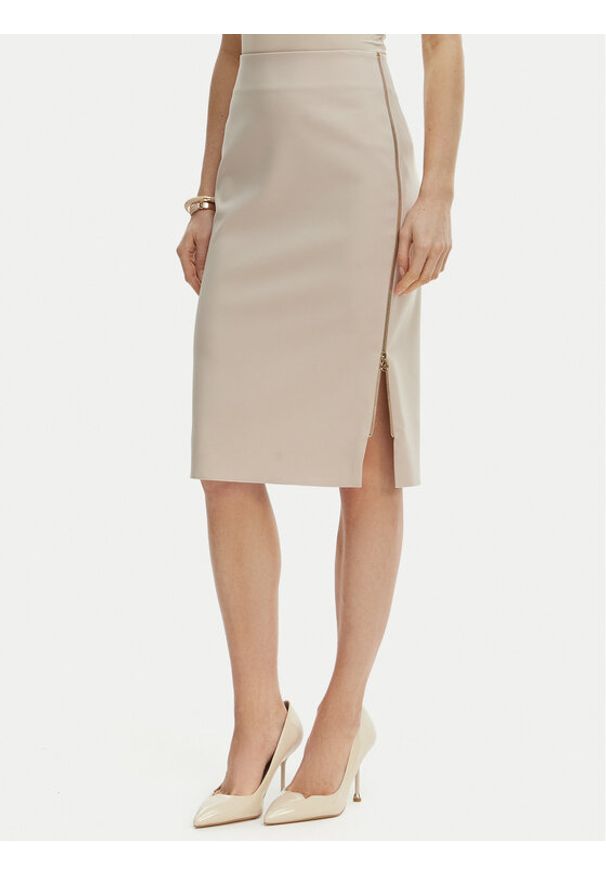 Rinascimento Spódnica ołówkowa CFC0127985003 Beżowy Slim Fit. Kolor: beżowy. Materiał: syntetyk