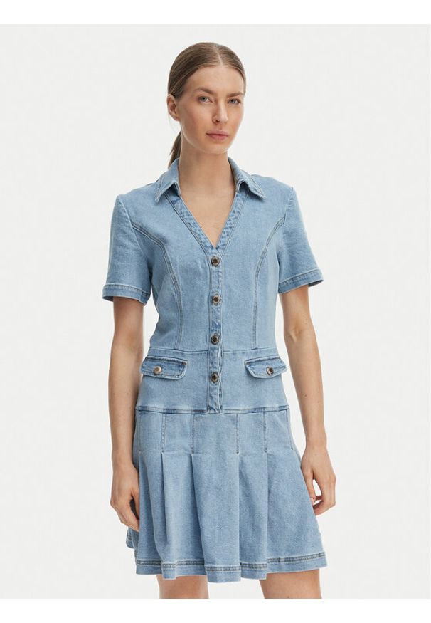 Morgan Sukienka jeansowa 251-RTALA Niebieski Slim Fit. Kolor: niebieski. Materiał: bawełna