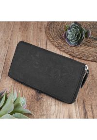 Portfel damski czarny w kwiaty PAOLO PERUZZI T-08-BL. Kolor: czarny. Wzór: kwiaty #1