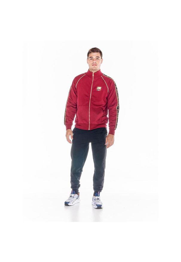 LEONE 1947 APPAREL - ZŁOTY męski dres ze stojącym kołnierzem i zamkiem błyskawicznym. Kolor: czerwony. Materiał: dresówka. Sport: fitness