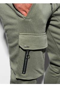 Ombre Clothing - Spodnie męskie dresowe joggery P905 - khaki - XXL. Kolor: brązowy. Materiał: dresówka