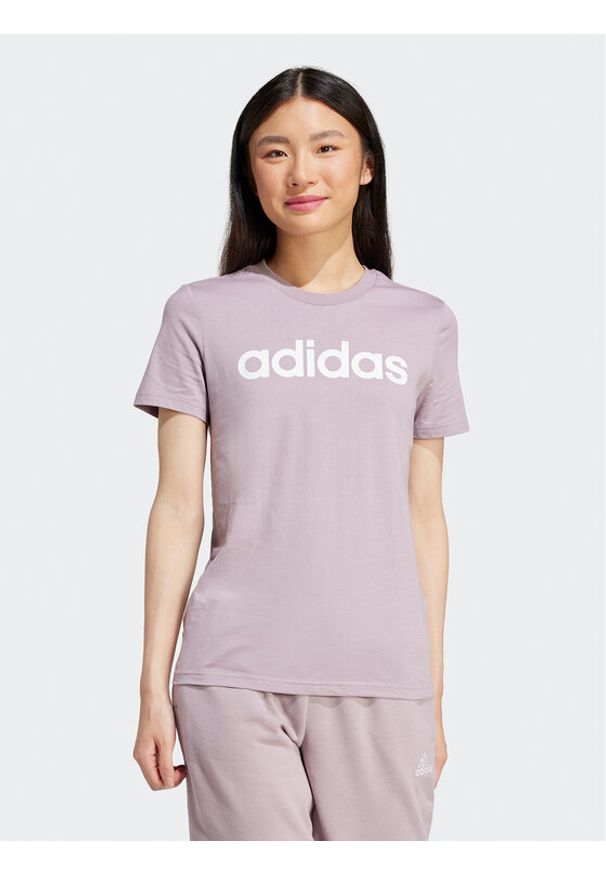 Adidas - adidas T-Shirt Essentials Logo IS2097 Fioletowy Slim Fit. Kolor: fioletowy. Materiał: bawełna