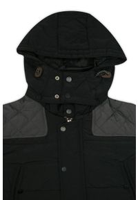 Kurtka Czarno-Szara Zimowa z Odpinanym Kapturem, Gruba -Brave Soul. Kolor: szary, wielokolorowy, czarny. Materiał: materiał, tkanina, poliester. Sezon: zima #5