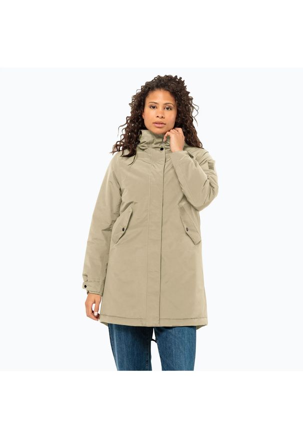 Kurtka zimowa damska Jack Wolfskin Talforst Parka. Kolor: beżowy. Sezon: zima. Sport: turystyka piesza