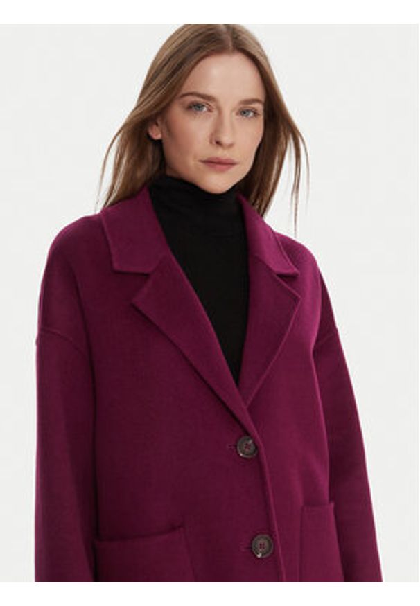 United Colors of Benetton - United Colors Of Benetton Płaszcz wełniany 28F7DN082 Fioletowy Regular Fit. Kolor: fioletowy. Materiał: wełna, syntetyk